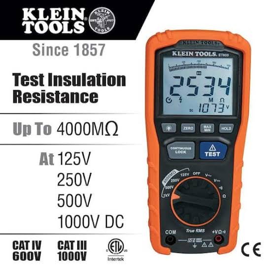 Klein Tools Digital Insulation Resistance Tester Auto-Ranging TRMS Multimeter - Image 3