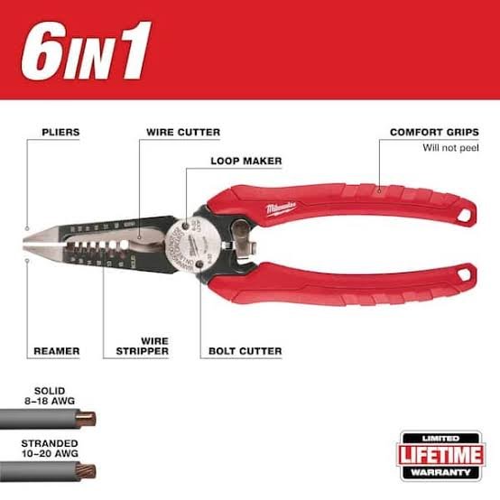 Milwaukee 7.75 in. Combination Electricians 6-in-1 Wire Stripper/Cutter Pliers - Image 2